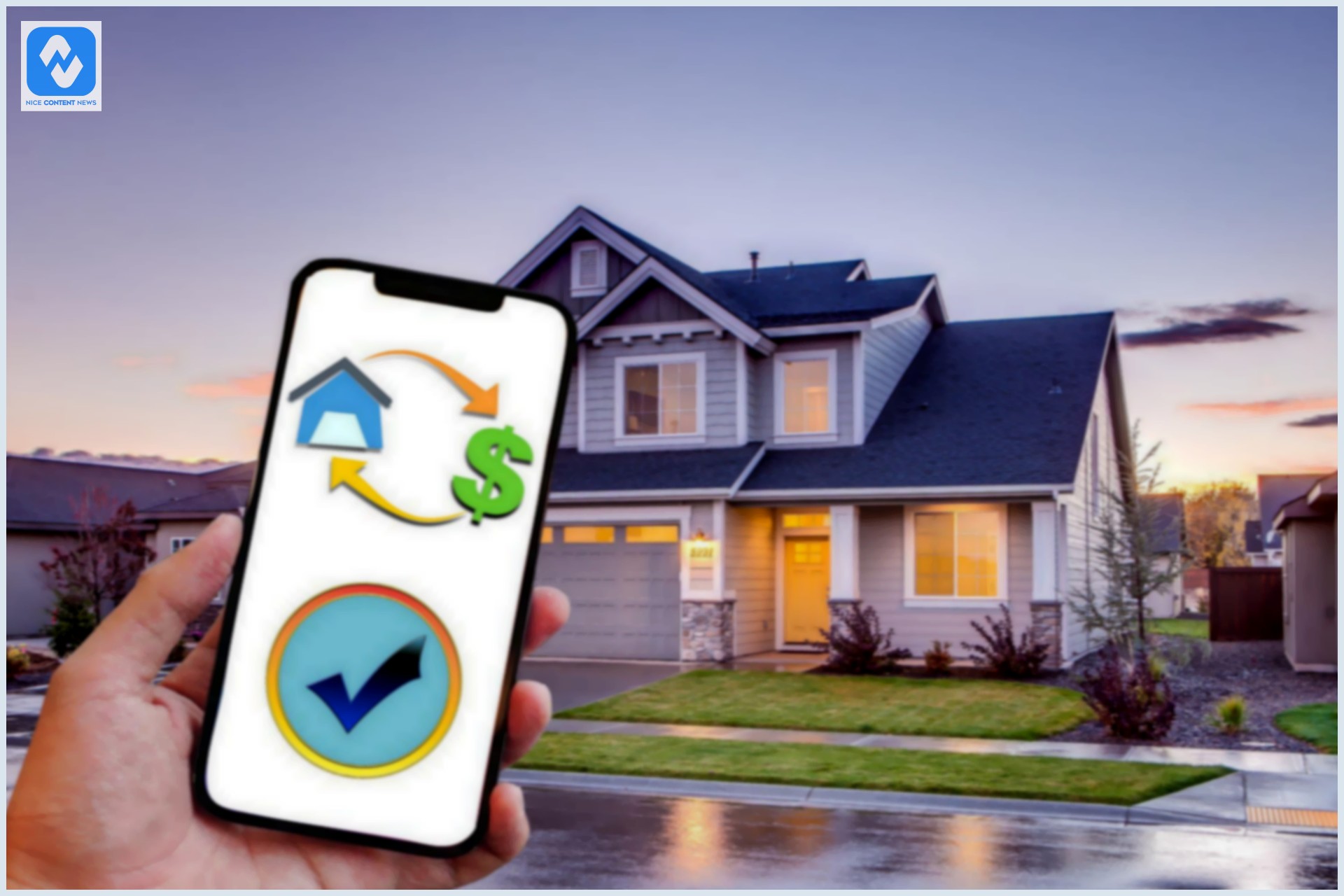 Uma casa e um aplicativo simulando uma compra de casa com FGTS