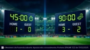 Mercados de gols no primeiro tempo e no jogo completo: o que muda em cada período